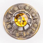 Large Yellow Stone Brooch (Antique Brass)