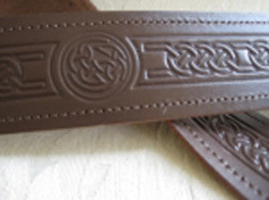 Embossed Celtic Knot Brown Leather Belt