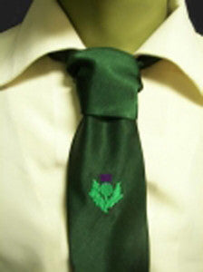 Green with Embroidered Thistle Tie