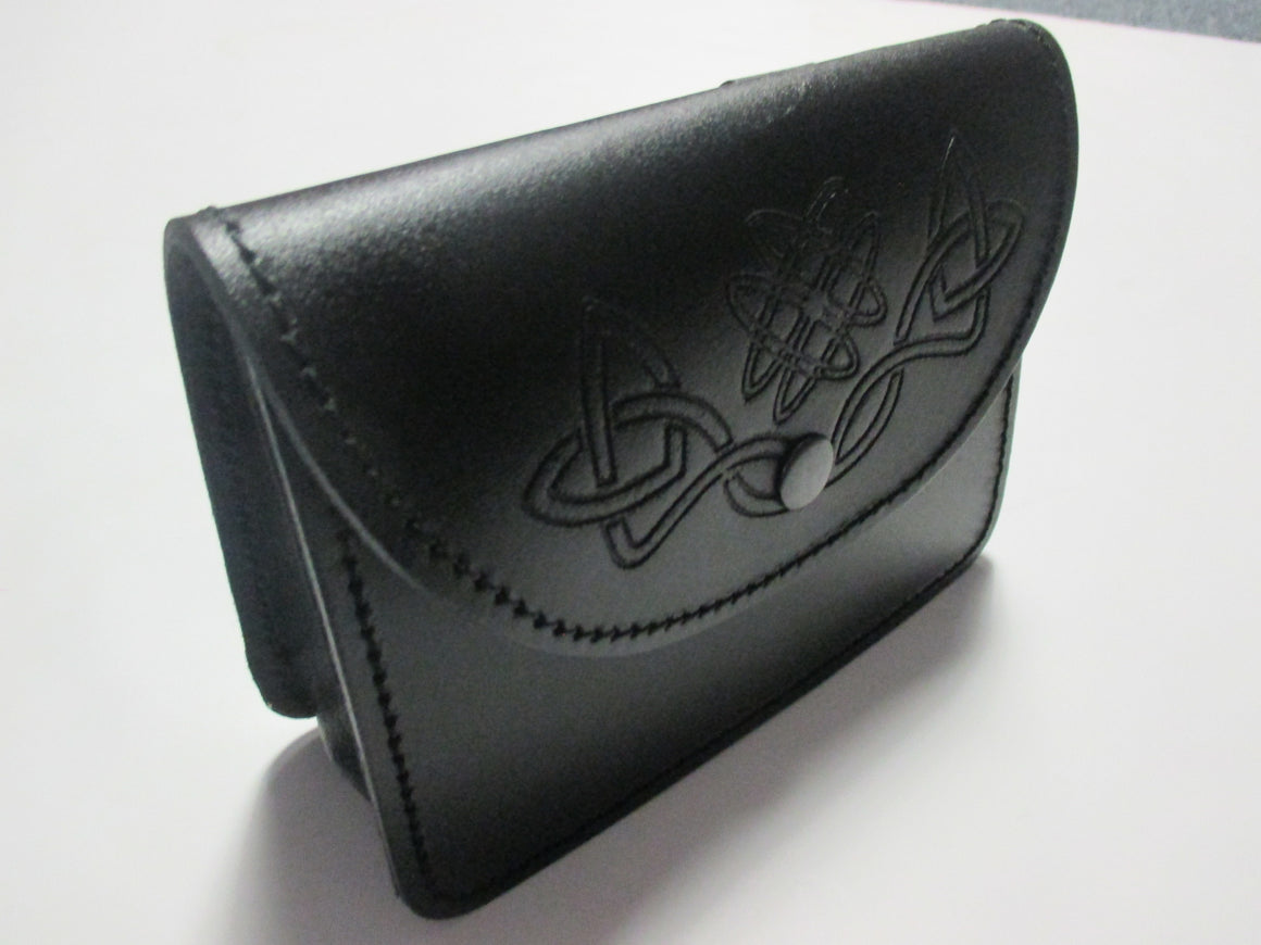 Black Embossed Celtic Knot Belt Pouch