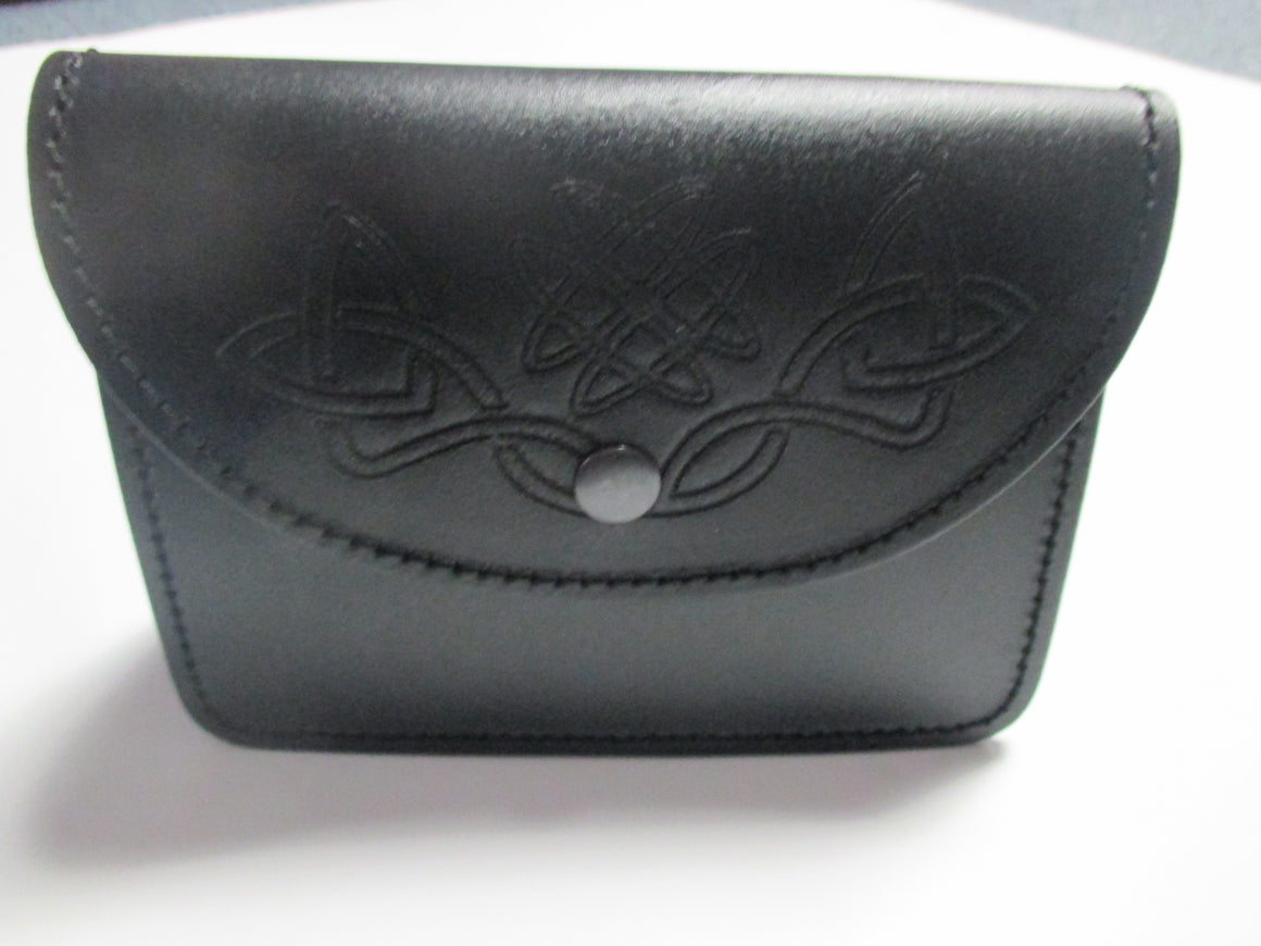 Black Embossed Celtic Knot Belt Pouch