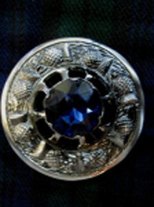 Large Blue Stone Antique Nickel Brooch