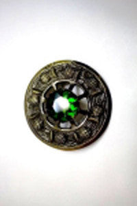 Large Green Stone Brooch (Antique Brass)