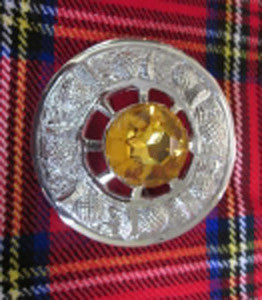 Large Yellow Stone Brooch (Chrome Finish)